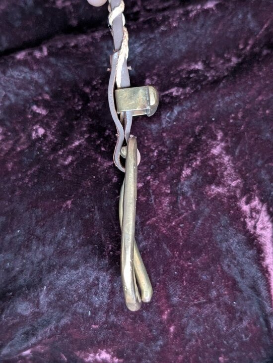 Vintage Brass and Leather Belt with Rope Edge - handsome & thick - 32\